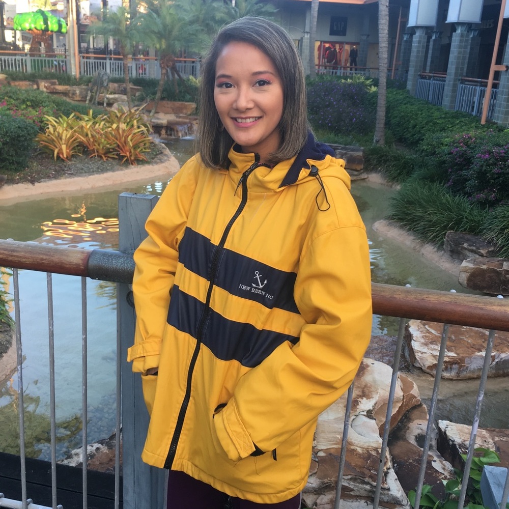 Beacon Point striped waterproof hooded raincoat